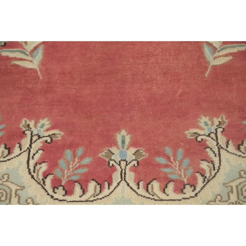 Hand Knotted Oriental 100% Wool Carpet Traditional Floral Pink Kerman Area Rug - 11' 9'' X 9' 0''