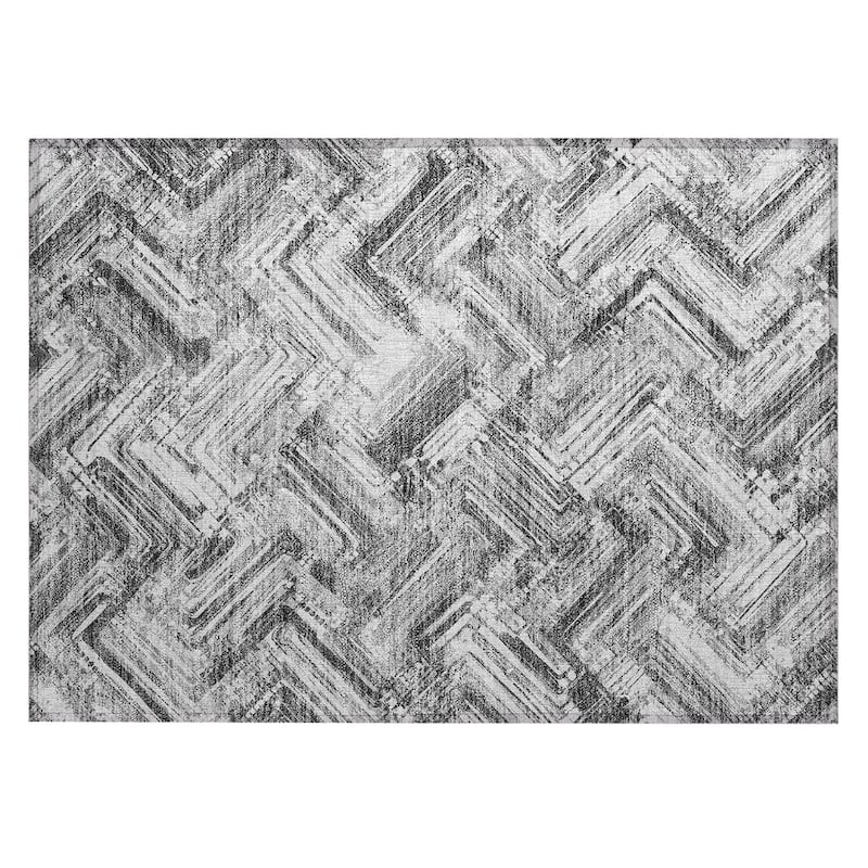 Machine Washable Indoor/ Outdoor Chantille Modern Chevron Rug