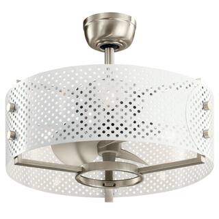 Kichler Eyrie 13 inch Fan with a White Cage and Brushed Nickel Accents