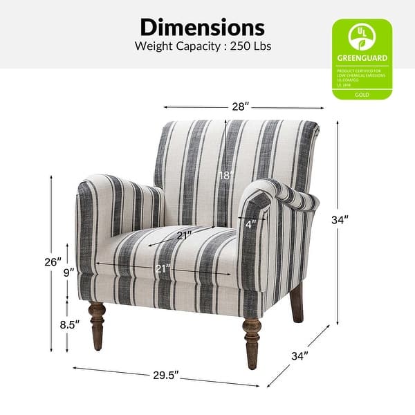 dimension image slide 1 of 6, Seip Classic and Contemporary Striped Arm Chair with Spindle Legs by HULALA HOME