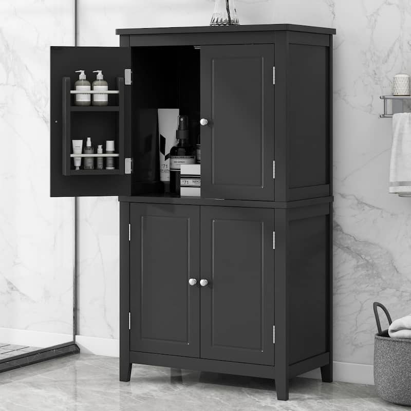 23.6 in. W x 43.3 in. H MDF Freestanding Linen Cabinet with Adjustable Shelves