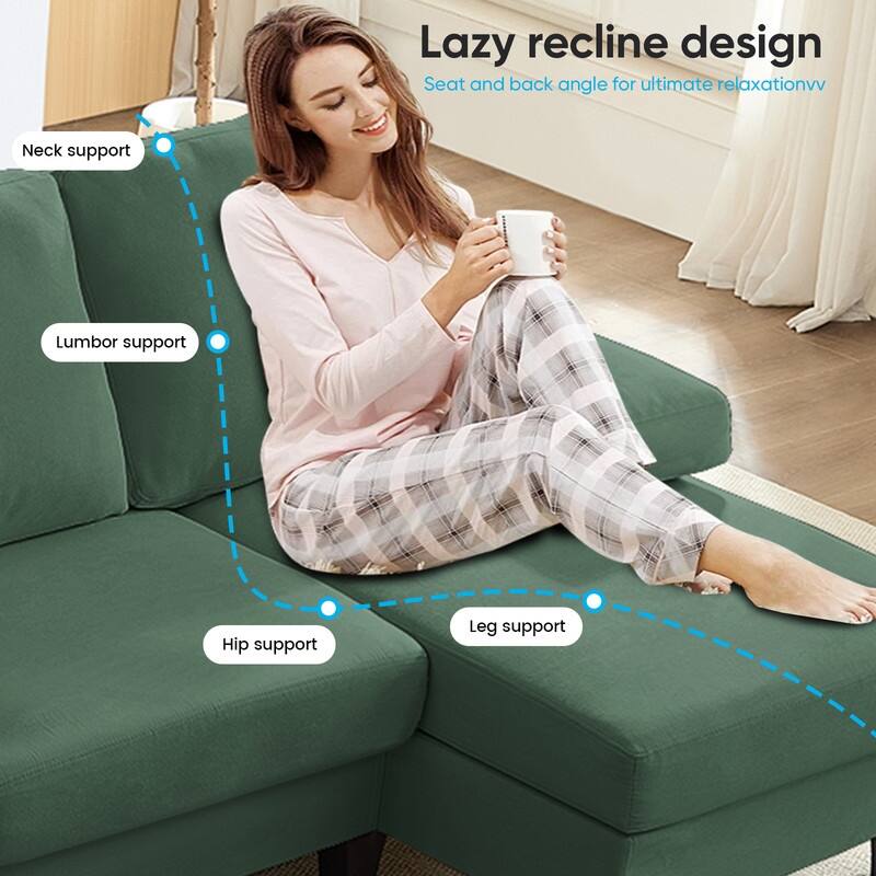 Mixoy W110"Velvet U-Shaped Sectional Sofa Couches,Upholstered 4-Seater Sofa with Double Chaises and Sleepable Armrest