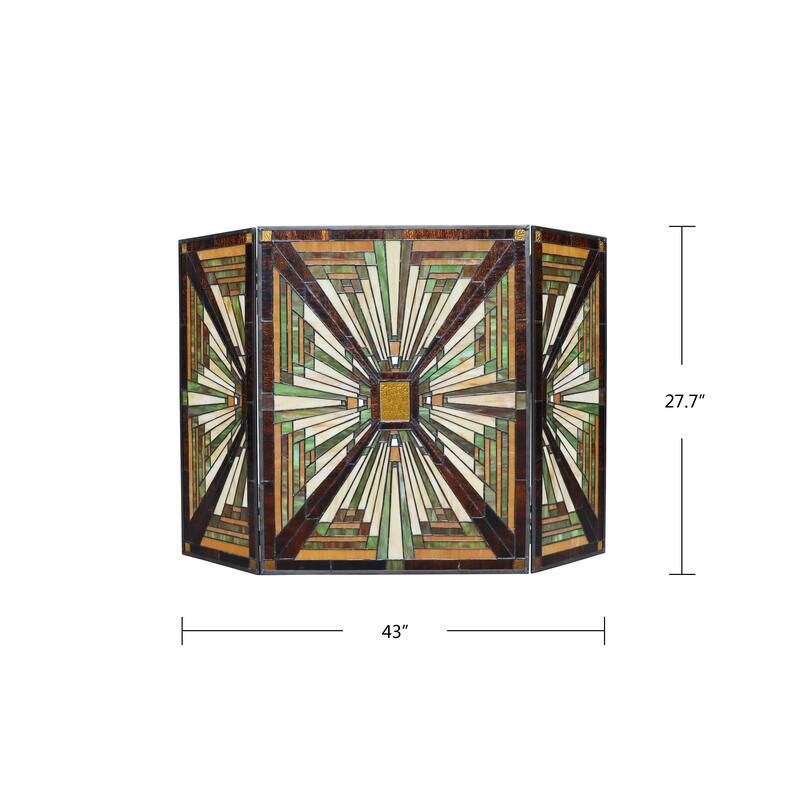 Tiffany-Style Mission Design 3-panel Fireplace Screen