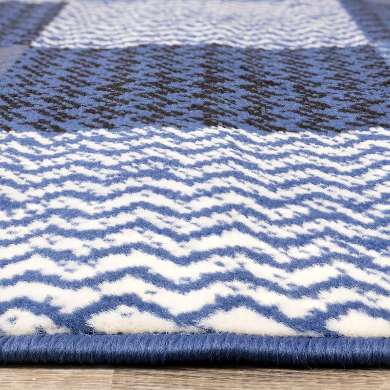 Florence Collection - Blue Squares Rug - 4'7" x 6'7"