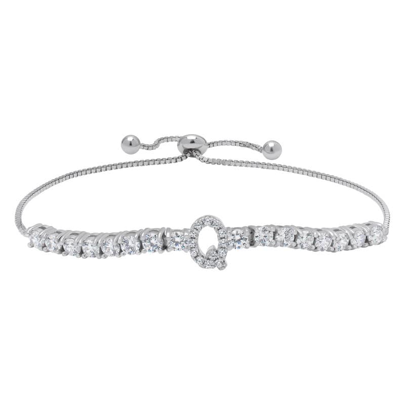 Victoria Townsend .925 Sterling Silver Cubic Zirconia Initial Adjustable Bracelet - Q