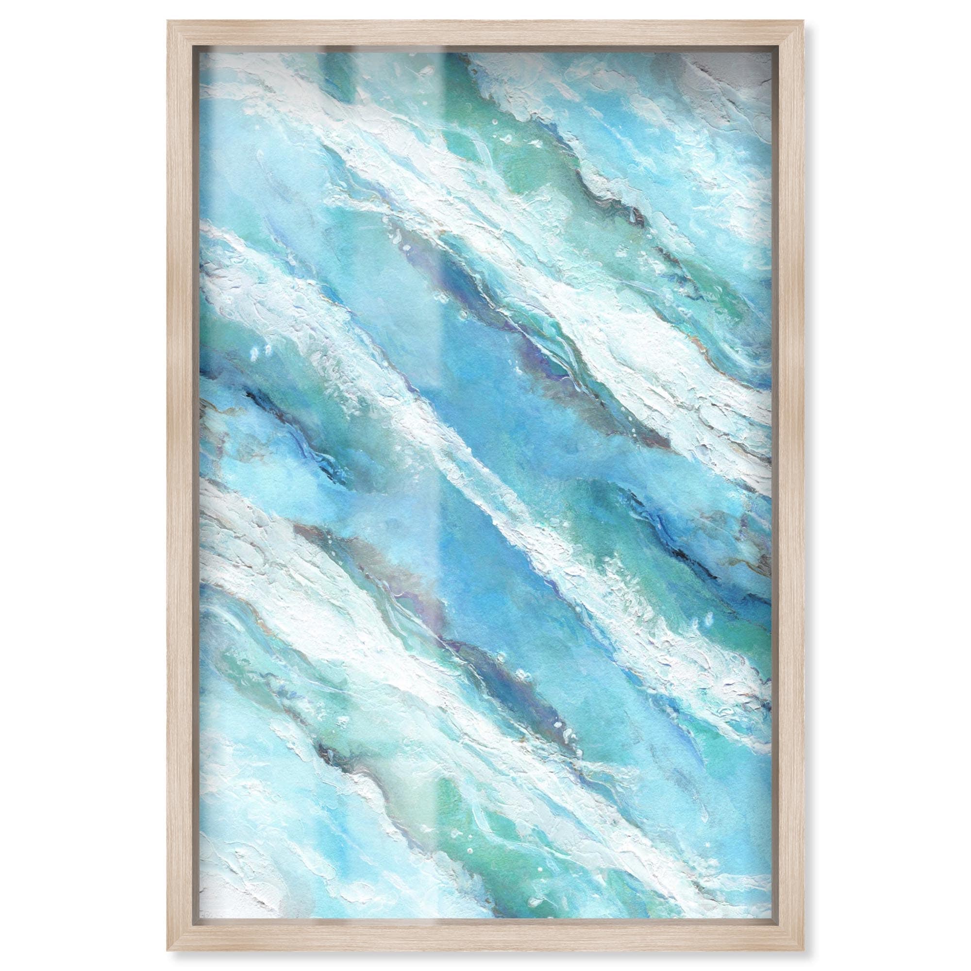Textured Waves Coastal Bathroom Art Shadowbox Print by Art Remedy