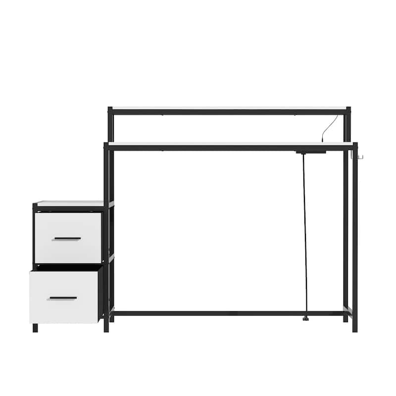 39.4" French Gaming Computer Desk with Power Outlet, 24 Colors & 2 Drawers