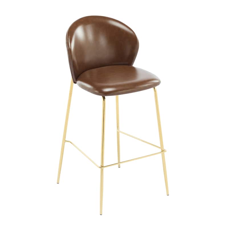 Faux Leather Upholstered Bar Stool Set of 2, Counter Height Bar Stools, Breakfast Stools with Backrest & Metal Frame