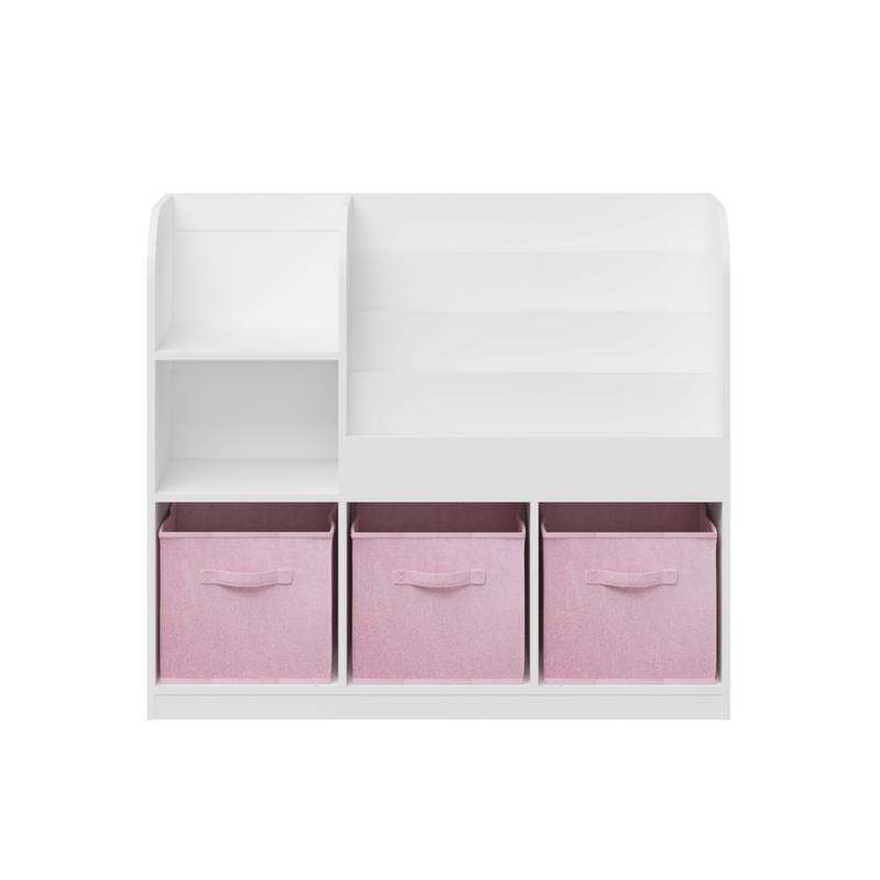 3-Tier Kids Bookcase with Collapsible Drawers & Anti-Tip Safety - Toy & Book Storage Shelf
