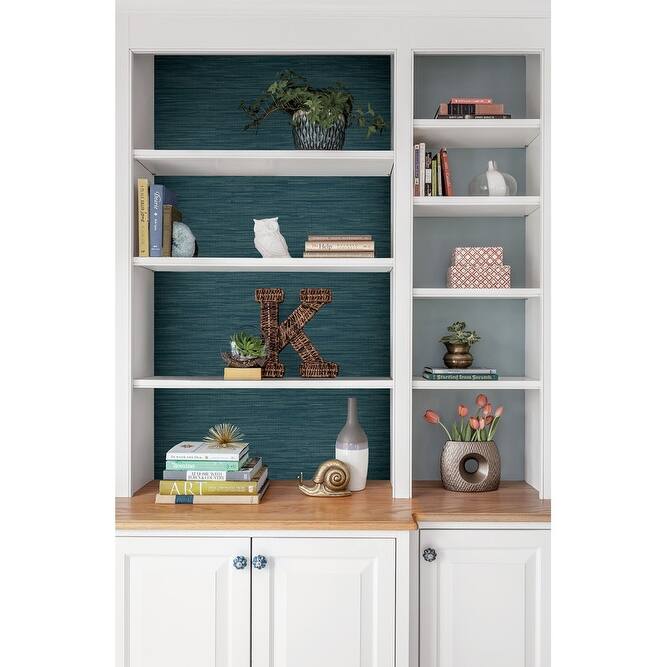 NuWallpaper Navy Faux Grassweave Peel & Stick Wallpaper - 216in x 20.5in x 0.025in