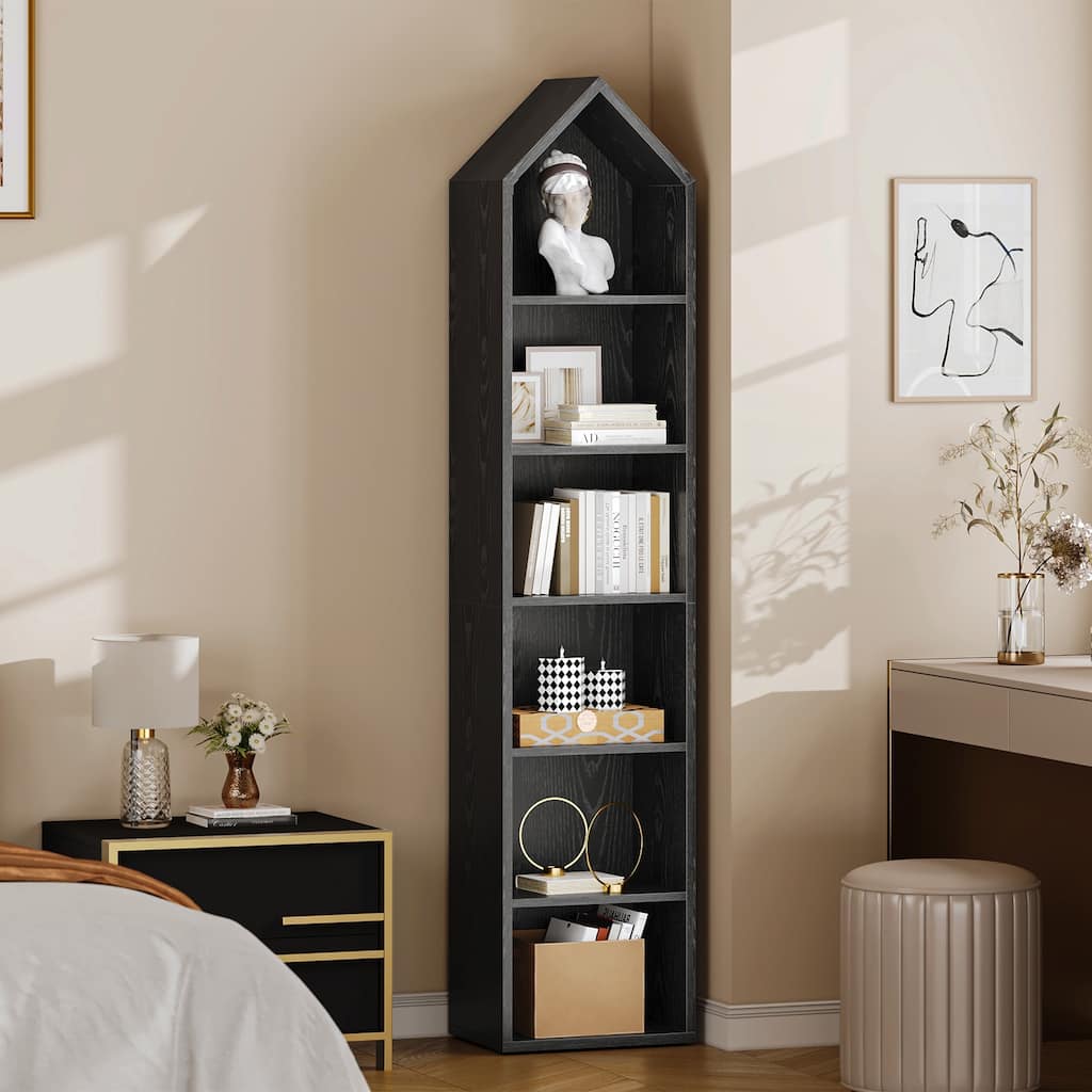 Moasis 6 Tier Tall Narrow Bookshelf and Bookcase Cube Storage Organizer