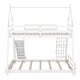 preview thumbnail 11 of 10, Twin over Queen House Bunk Bed with Climbing Nets and Climbing Ramp, White