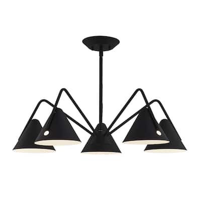 EVOLV Zag 5-Light Matte Black Chandelier