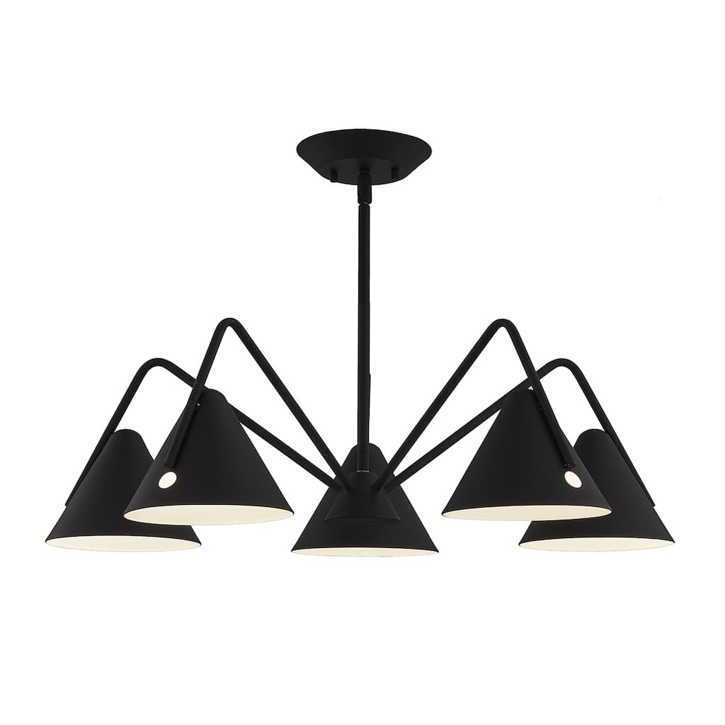 EVOLV Zag 5-Light Matte Black Chandelier