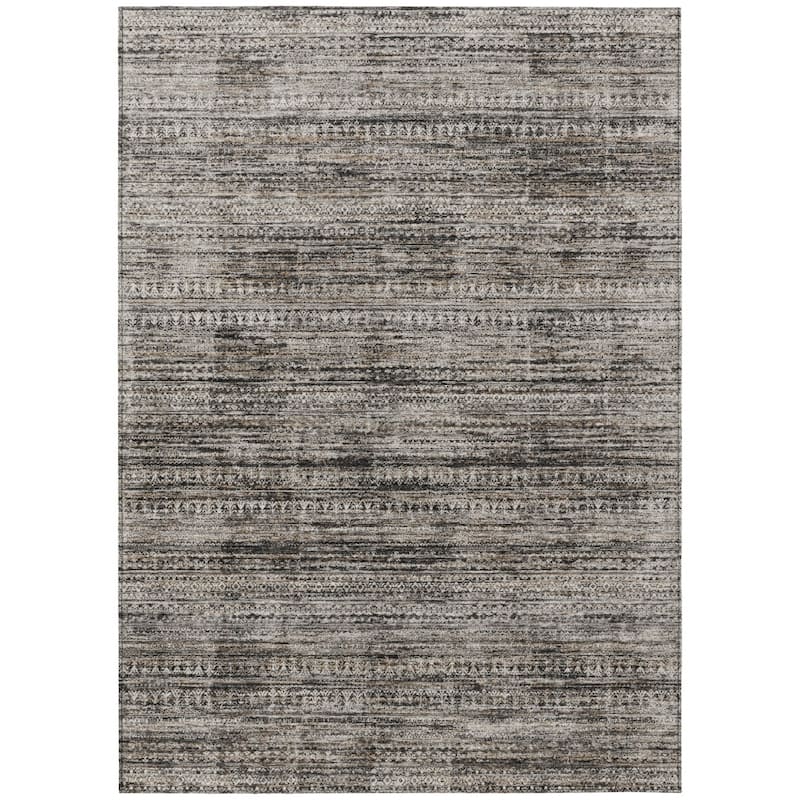 HomeRoots Striped Transitional Rectangle Outdoor Rug