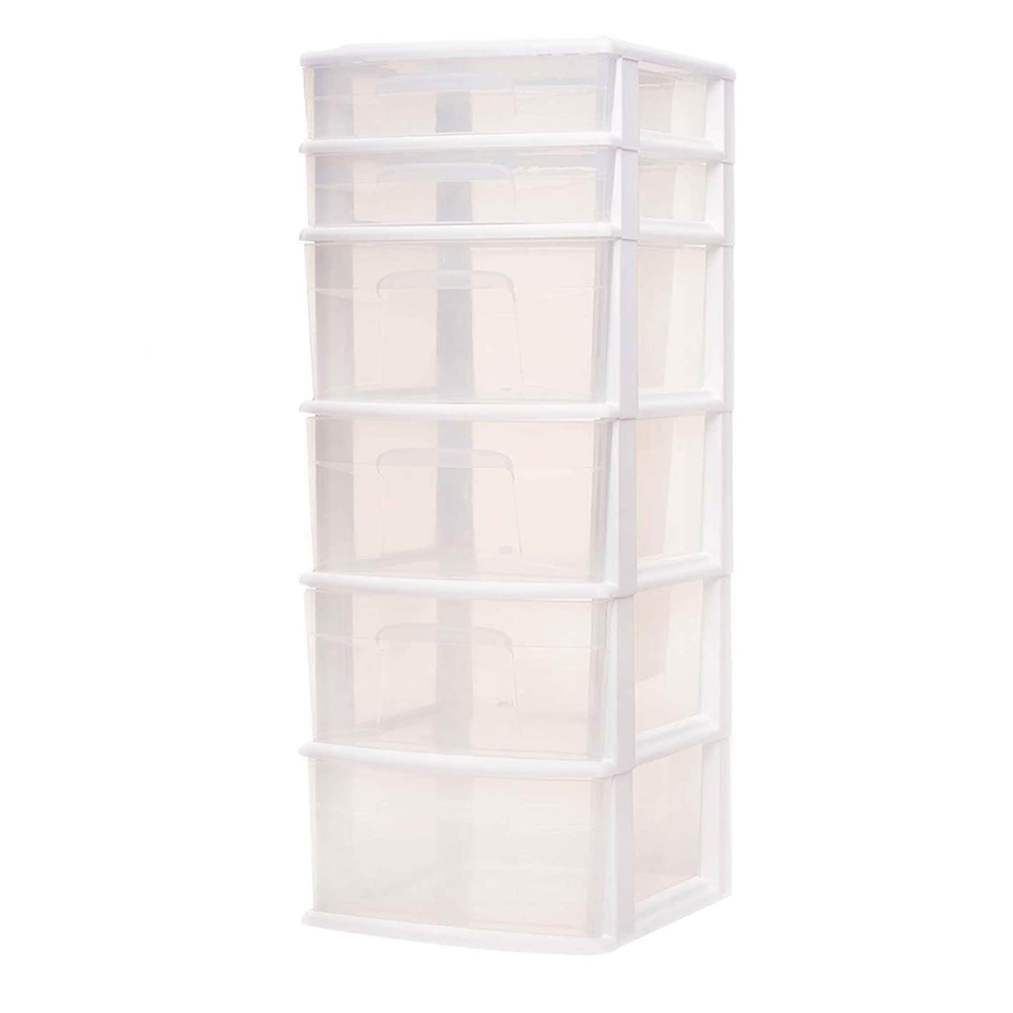 Homz Plastic 6 Clear Drawer Medium Home Organization Storage