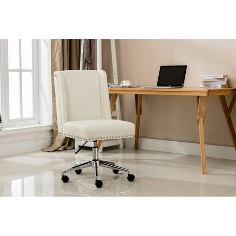Porthos Home Office Chair With Fabric Upholstery, Studded Design
