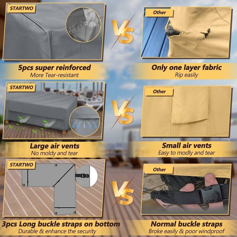 Patio Sectional Sofa Cover Waterproof Heavy Duty Rip Resistant