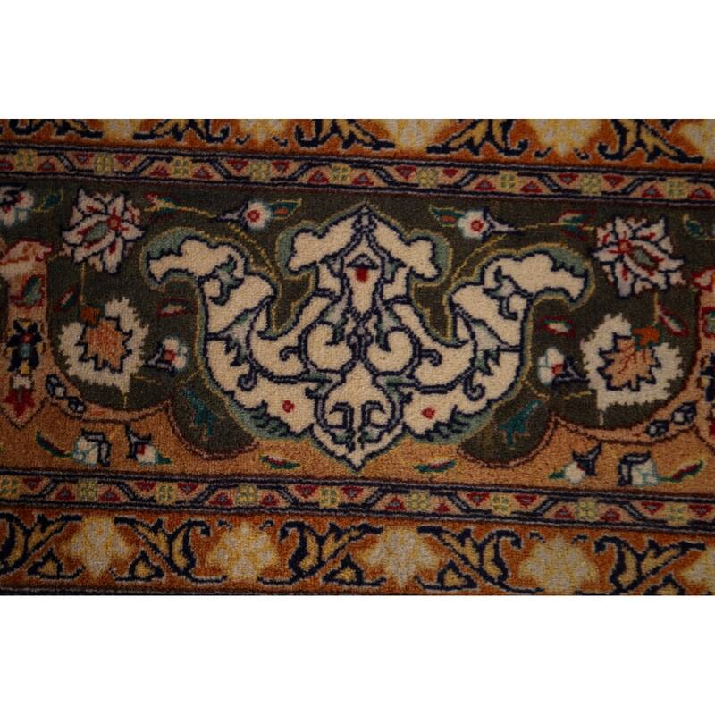 Hand Knotted Oriental 100% Wool Carpet Traditional Floral Beige & Ivories Tabriz Area Rug - 9' 2'' X 6' 3''