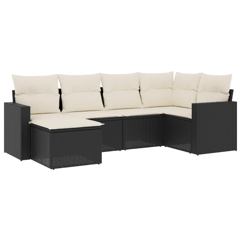 vidaXL Garden Sofa Set 7 Piece with Cushions Outdoor Sofa Set Poly Rattan - 24.4 x 25.8 x 27.2 in (W x L x H)