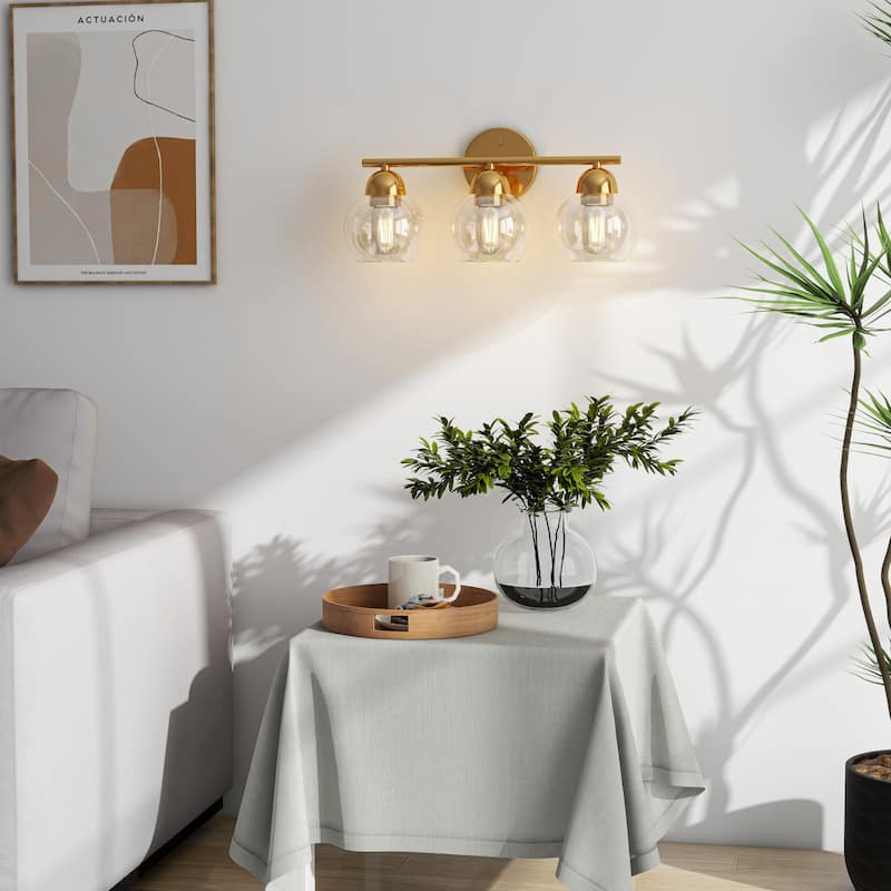 3-Light Bathroom Round Glass Light Fixtures
