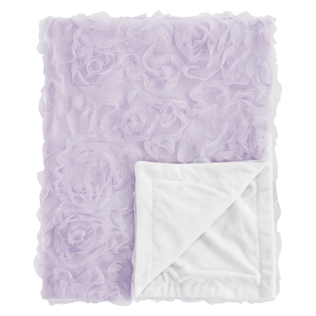Purple Floral Rose Girl Baby Receiving Security Swaddle Blanket - Lavender Flower Luxurious Elegant Princess Boho Shabby Chic