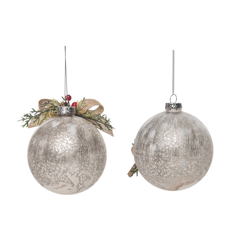 Transpac Glass Rustic Reindeer Ornament Set of 2 Christmas Home Decorations