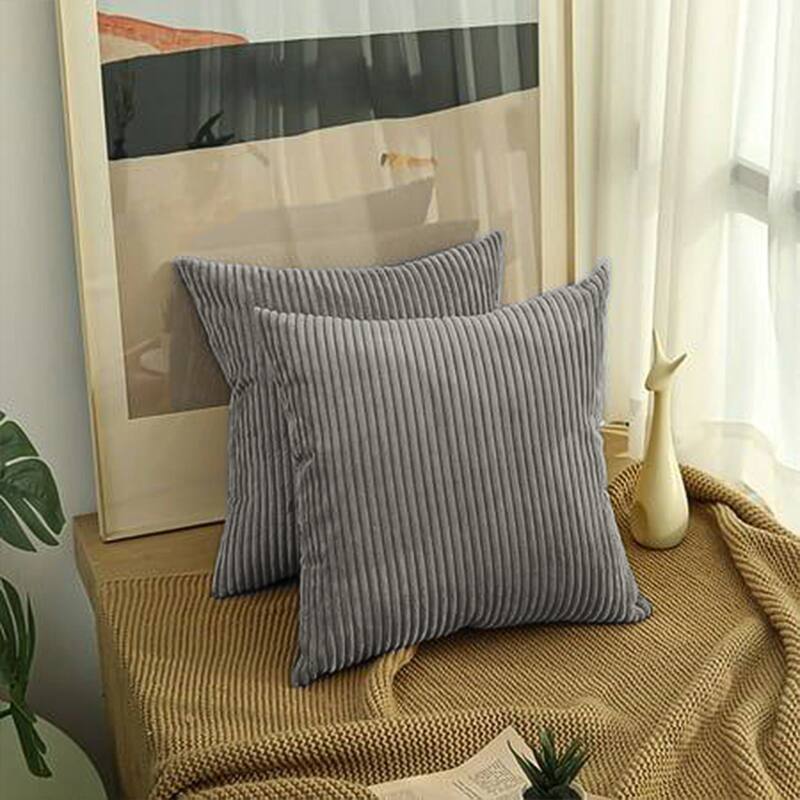 Set of 2 Modern Decorative Soft Corduroy Throw Pillows