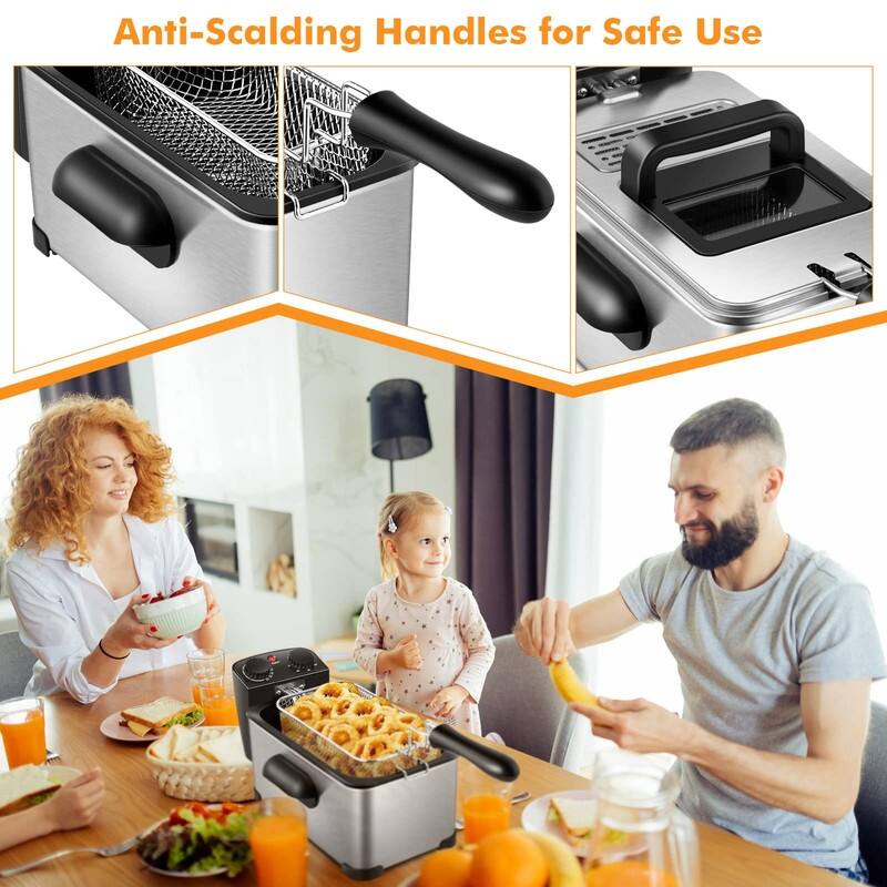 Deep Fryer with Basket, Stainless Steel Electric Oil Fryer