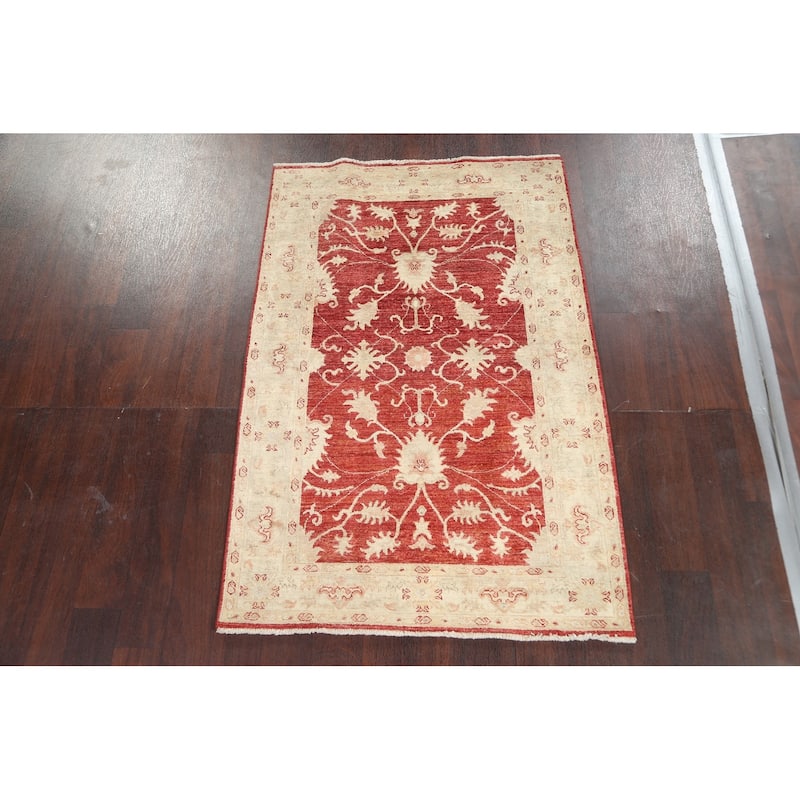 Vegetable Dye Floral Chobi Peshawar Oriental Wool Area Rug Handmade - 3'5" x 5'1"