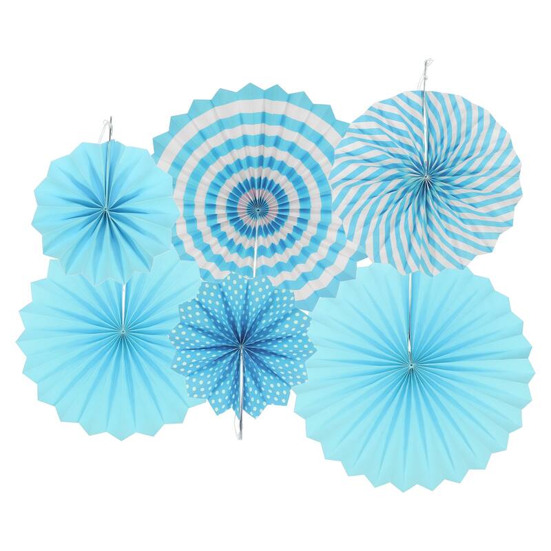 Hanging Paper Fans Party Set 6Pcs Decoration for Home,Birthday Wedding Blue