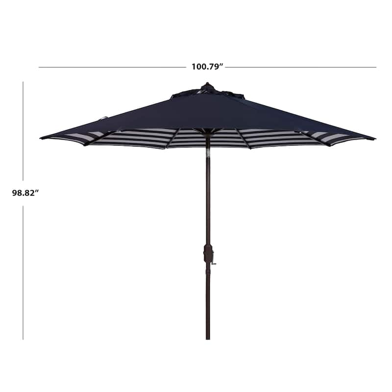 SAFAVIEH Hadire Inside Out Striped 9 Ft Crank Outdoor Umbrella