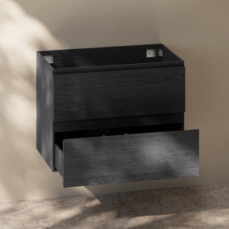 Liberte 30" Wall-Mounted Bathroom Vanity Cabinet Without Top In Black Oak - 30