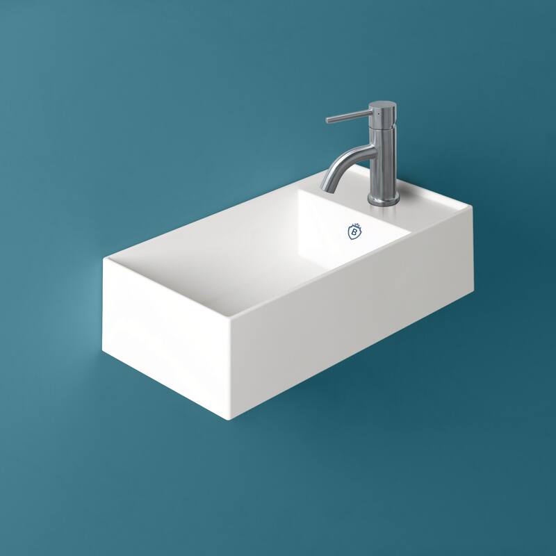 Whitehaus Britannia Rectangular Wall Mount Basin with Right Single