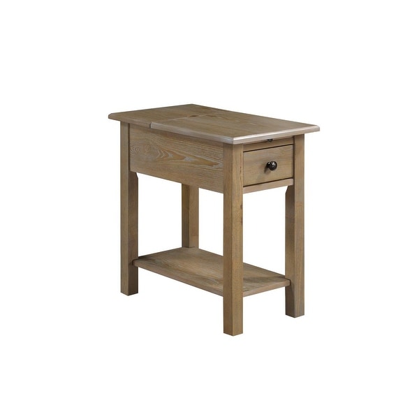 Sutton Side Table with USB Charging Station in Driftwood On Sale