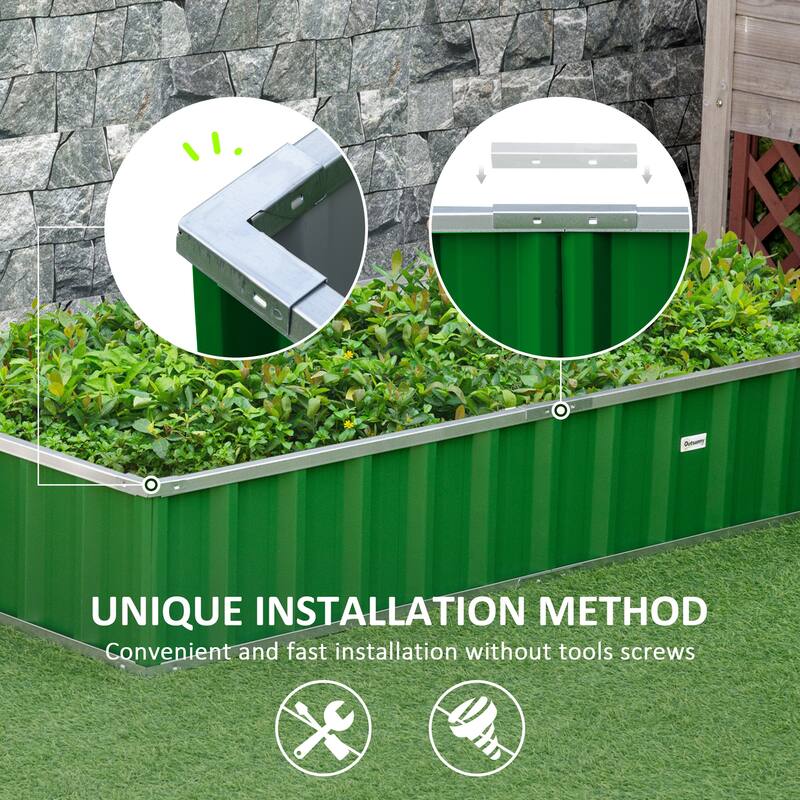 Outsunny 69'' x 36'' Metal Raised Garden Bed, DIY Large Steel Planter Box, No Bottom w/ A Pairs of Glove for Backyard