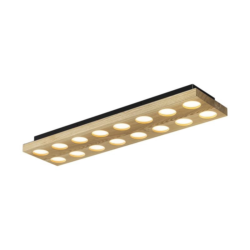 31.5" 16-Light Modern Minimalist Rectangle Wood Integrated LED Flush Mount Ceiling Light for Bedroom, Living Room