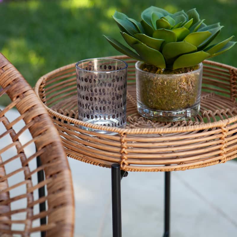 SEI Furniture Arti Contemporary All-Weather Natural Rattan 3-Piece Patio Bistro Set