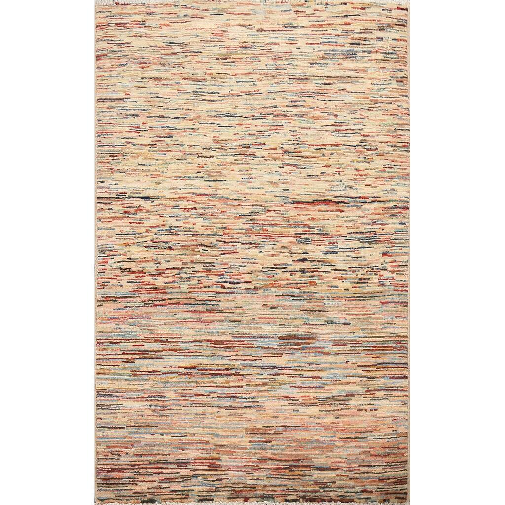 Striped Modern Gabbeh Kashkoli Oriental Area Rug Wool Handmade Carpet - 2'8" x 4'1"