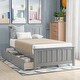 preview thumbnail 11 of 16, Stylish Twin Size Wood Platform Bed with Trundle - Solid Construction, Available in White/Gray