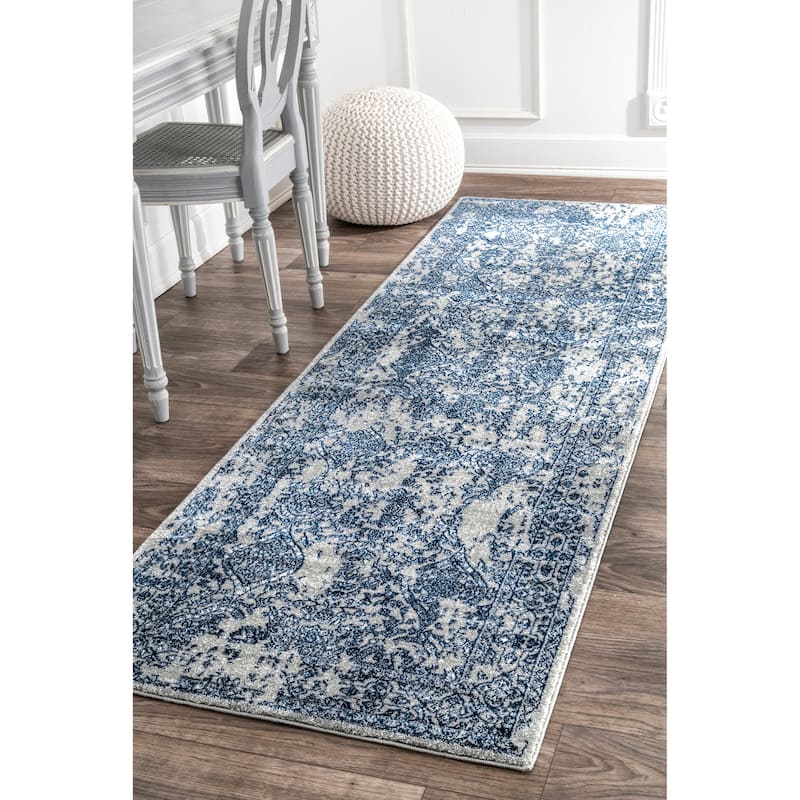 Nuloom Jacky Floral Vintage Area Rug - 2'6" x 10' Runner - Light Blue - Rectangle
