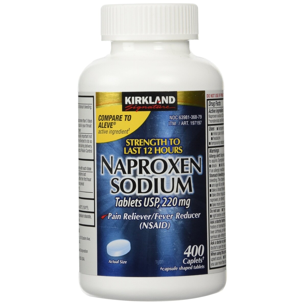 Kirkland Signature Naproxen Sodium Tablets USP, 220 mg Pain Reliever