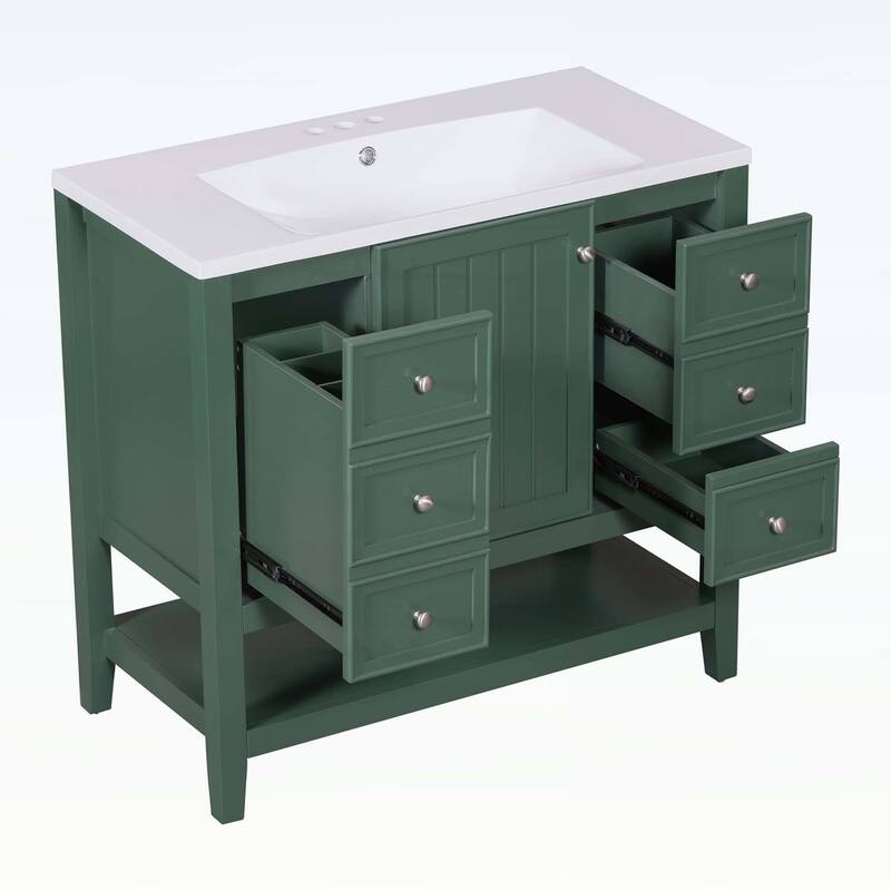 Bathroom Vanity with Sink,Cabinet,and Drawers,Open Shelf