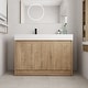preview thumbnail 21 of 61, BNK 24/30/48/60 inch Freestanding Resin Sink Bathroom Vanity with Soft Close Door and Adjustable Shelf 47.2''W×18.1''D×35''H - Imitative Oak-Left Basin