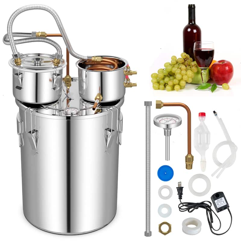 Costway Still 10Gal Stainless Steel Distiller Copper Tube - See Details - Silver - See Details