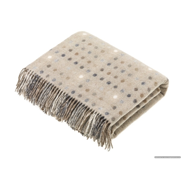 Merino Lambswool Throw Blanket Multispot Natural Made in England
