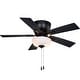 preview thumbnail 10 of 12, Lisbon 42 in. Low Profile Flush Mount Ceiling Fan, Reversible Brown-Black Hickory Blades, LED Light Kit, Pull Chain, White Shade