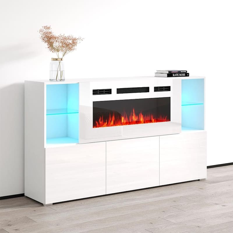 Komi WH03 63-inch Modern Electric Fireplace Sideboard