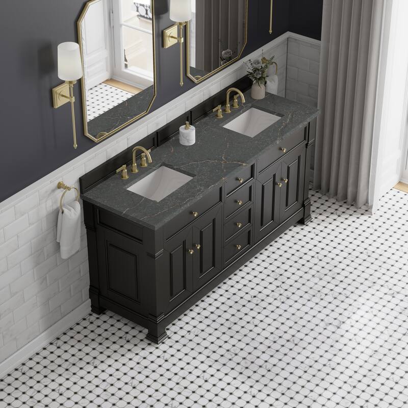 Brookfield 72" Double Vanity, Black Onyx w/FreePower Wireless Charger