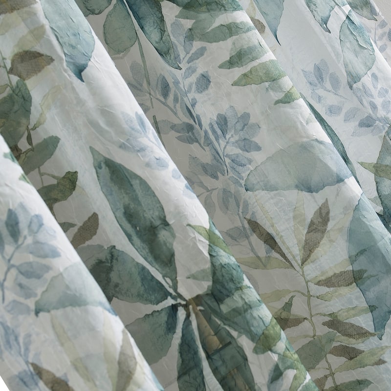 No. 918 Fiona Foliage Print Crushed Voile Sheer Rod Pocket 1-Piece Curtain Panel, Single Panel